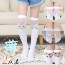 Childrens summer thin breathable tube socks Girls over the knee stockings Students spring and summer princess socks long socks