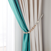 Curtain simulation silk light luxury green pure color thickening high precision shading living room bedroom curtain cloth customization