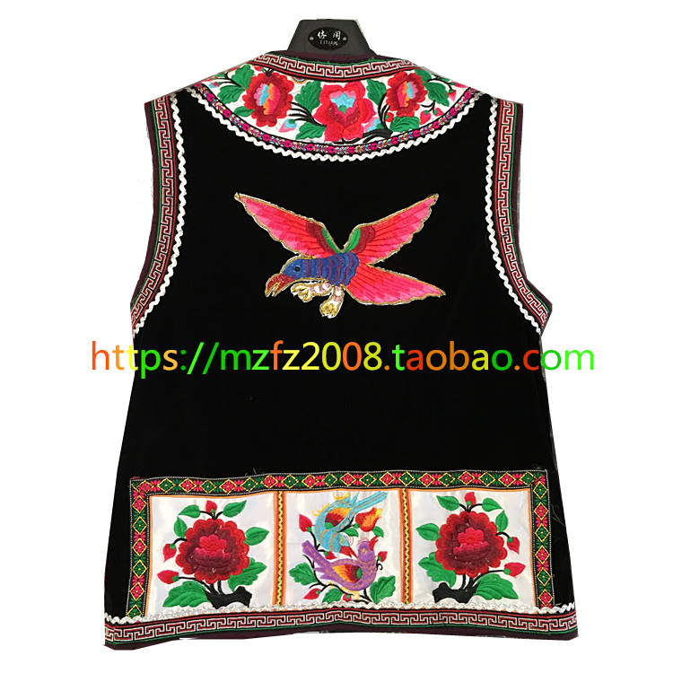 Fine Yi nam thêu vest Đen một bông hoa vest dài Khóa vest quốc gia quần áo đặc biệt đồ bộ nam