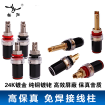 Fever copper gold-plated power amplifier speaker welding-free terminal HIFI audio banana socket long tail terminal DIY