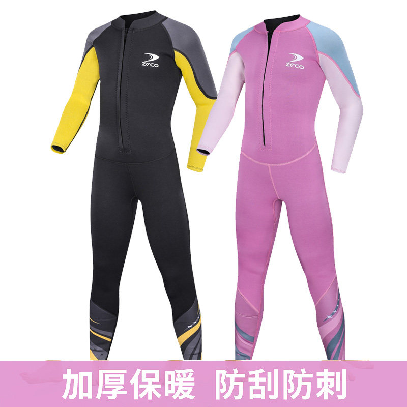 Children's 2 5mm Warm Wetsuit Outdoor Sunscreen One-Piece Swimsuit Long Sleeve Boys and Girls Swimwear Surfing Summer - Taobao