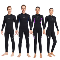New 3MM thickened warm wetsuit mens one-piece sunscreen waterproof mother snorkeling surfing swimsuit womens free diving wetsuit
