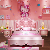 Childrens bed Wardrobe combination set Bedroom girl Princess bed Single bed Girl storage bed 1 2 1 5 meters
