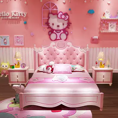 Children's bed wardrobe combination set Bedroom girl princess bed Single bed girl storage bed 1 2 1 5 meters
