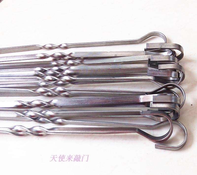 50 pieces of 45 cm barbecue stick stainless steel flat sign lengthened bold nine-character hook hanging furnace crock available