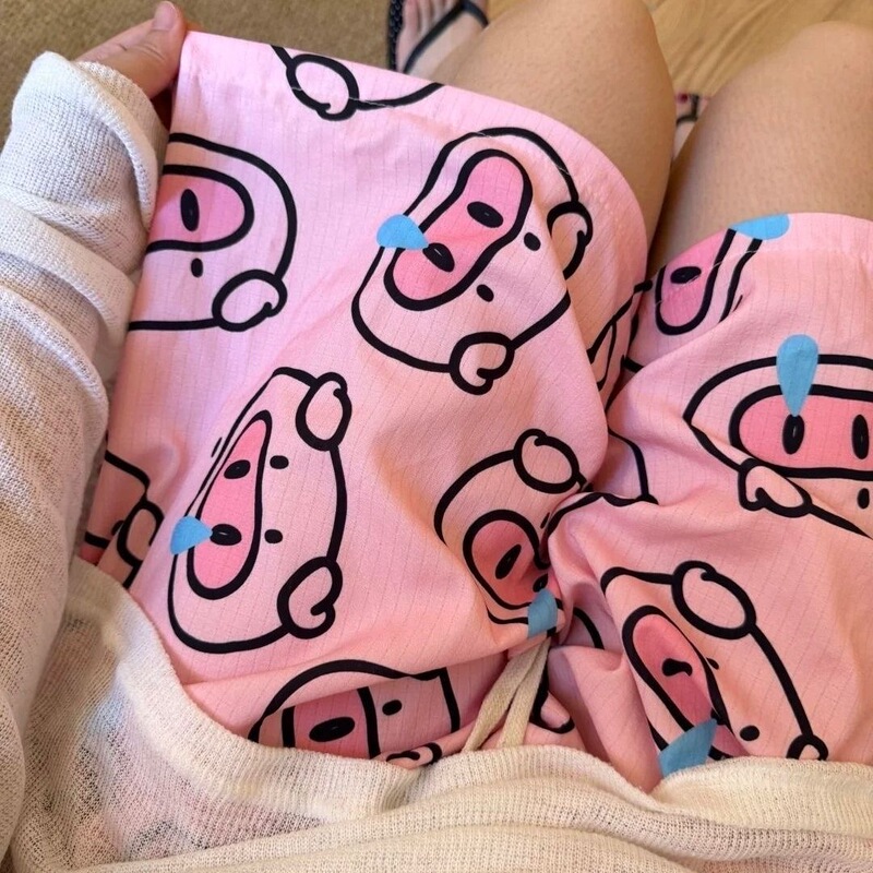 Summer Cartoon Short Pajama Pants, Lazy Style, Large Size, Loose Fit, Can Be Worn Outside, Thin Shorts, Casual, Cute Loungewear Pants