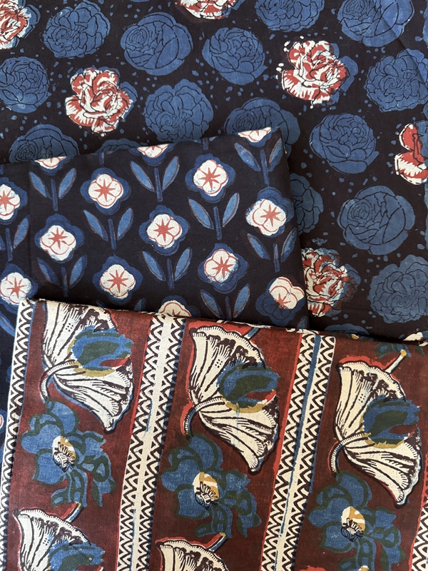 In-Stock Bagru Indian Imported Plant-Dyed Long-Staple Cotton Indian Block-Printed Fabric