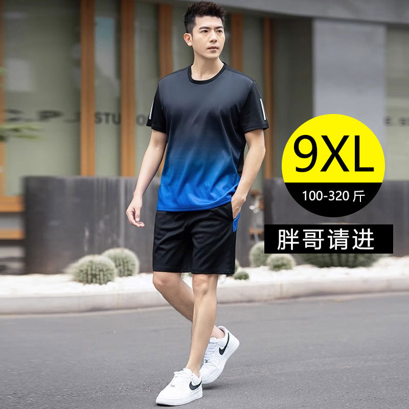Badminton Clothing for Men, Plus Size, Quick-Drying Jersey, Short-Sleeved Shorts, Sports Suit, Running Table Tennis Clothing, Summer