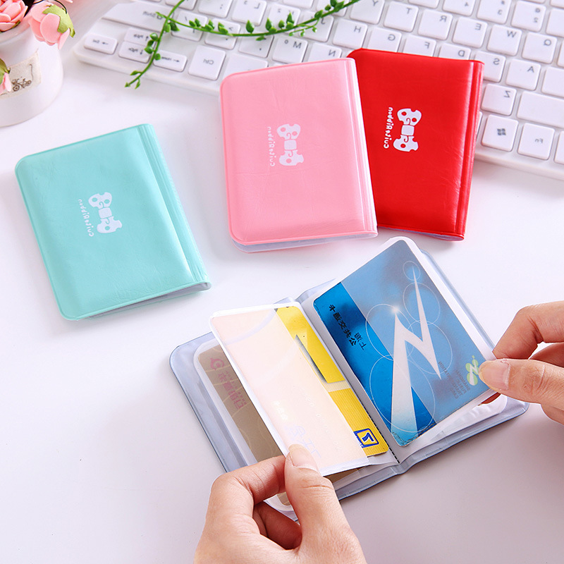 Cute Bow Tie Bag 12 SCREENS PVC LADY PURE COLOR SLEEVE FASHION BRIEF ABOUT KOREAN VERSION CARD CLIP GIFT