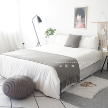  Gray bed and breakfast hotel bed flag bed tail towel Light luxury tassel bed towel blanket Model room sofa blanket leisure blanket