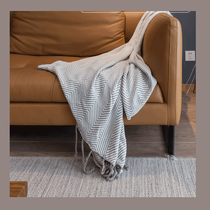  Sofa blanket INS pure cotton light luxury bed and breakfast hotel bed tail towel Modern simple Nordic bed tail blanket bed towel