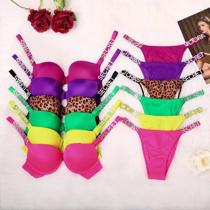 Shiny Large Diamond Vs Letter Rhinestone Lingerie Set, Small Chest Push-Up Glossy Bra and Panties, Sexy and Charming Bra for Women Shiny Large Diamond Vs Letter Rhinestone Lingerie Set, Small Chest Push-Up Glossy Bra and Panties, Sexy and Charming Bra for Women