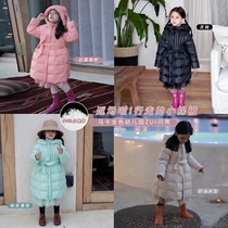 Shi Pea girls winter jacket Western style 90 white duck down warm all-match yarn lace-up long hooded down jacket