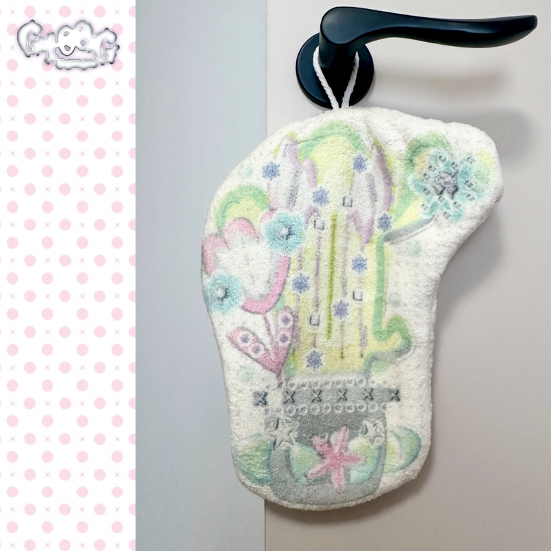 Low Saturation Dream*G400Gworld Original Illustration "Cactus" Plush Printed Hanging Hand Towel