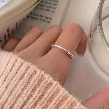 925 silver-plated moebius ring light luxury high-end tail ring women's index finger ring open ring plain ring