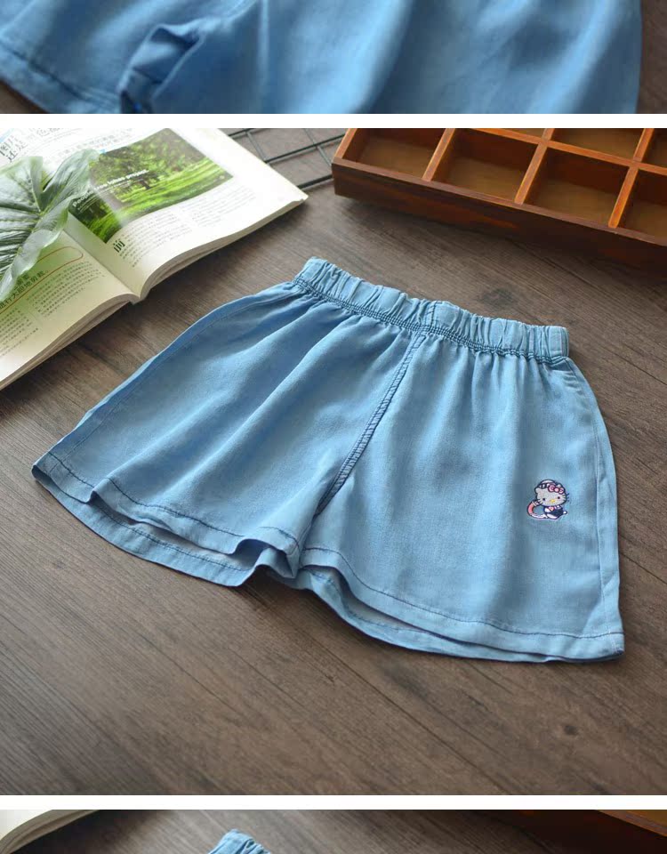 Quần short bé gái mùa hè mặc quần áo trẻ em siêu mỏng bằng vải cotton cotton nóng bỏng ở trẻ lớn quần short denim mềm - Quần jean quần áo cho bé