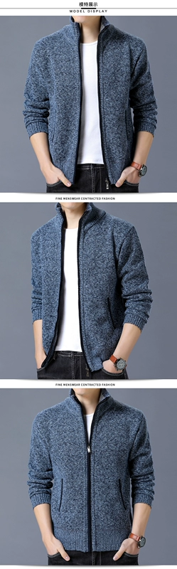 Playboy VIP Mùa Xuân và Mùa Thu Nam của Nam Giới Đứng Cổ Áo Cardigan Knit Cardigan Áo Len Áo Khoác