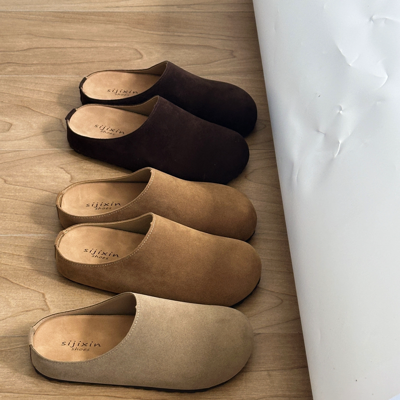 Birkenstock-Style Women's Slip-On Shoes with Soft Soles, Japanese Retro Forest Style, Thick-Soled, Versatile, Comfortable Half-Slippers Birkenstock-Style Women's Slip-On Shoes with Soft Soles, Japanese Retro Forest Style, Thick-Soled, Versatile, Comfortable Half-Slippers