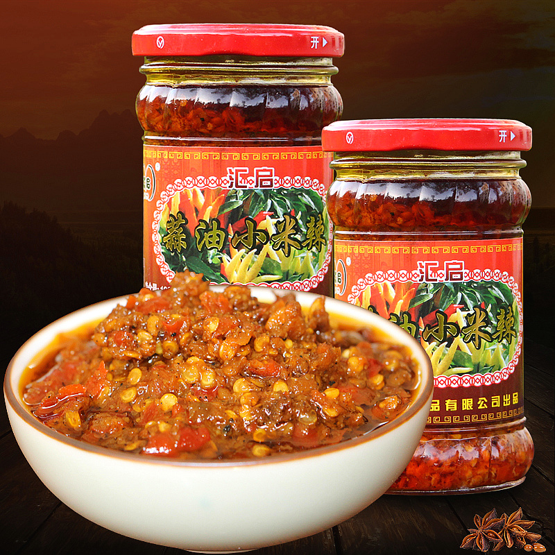 Yunnan Specialty Mengzi Huiqi Garlic Oil Millet Spicy 200g*2 Bottles Chili Sauce Garlic Millet Spicy Seasoning