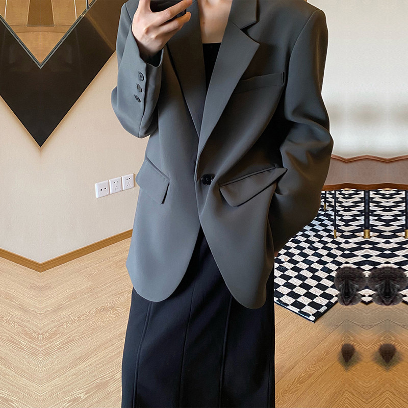 Advanced Design Sensation Lady Black Casual Little Suit Jacket Woman 2022 Chunqiu New Fried Street Little West Suit Netting Red