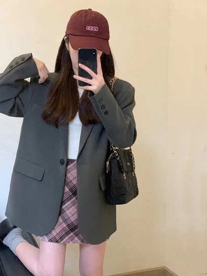 高级设计感灰色西装外套女春秋装新款韩版小个子气质休闲西服显瘦