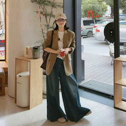 High-end brown casual suit jacket for women in spring and autumn, new Korean style small loose slim suit top