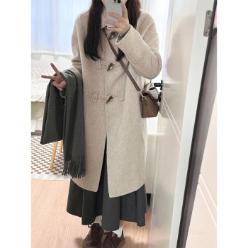 Korean style small mid-length loose woolen jacket