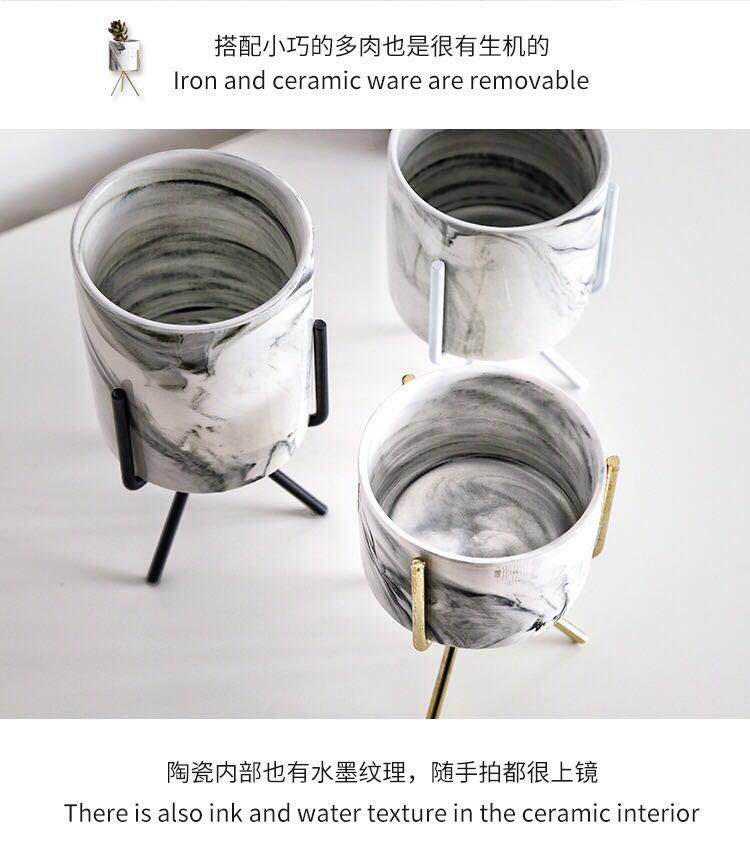 Zuo Mi | Bắc hoa thịt chậu hoa bằng sắt rèn đơn giản khung sắt hoa đứng gốm thủy canh cây nhỏ chậu hoa - Vase / Bồn hoa & Kệ chậu nhựa treo tường