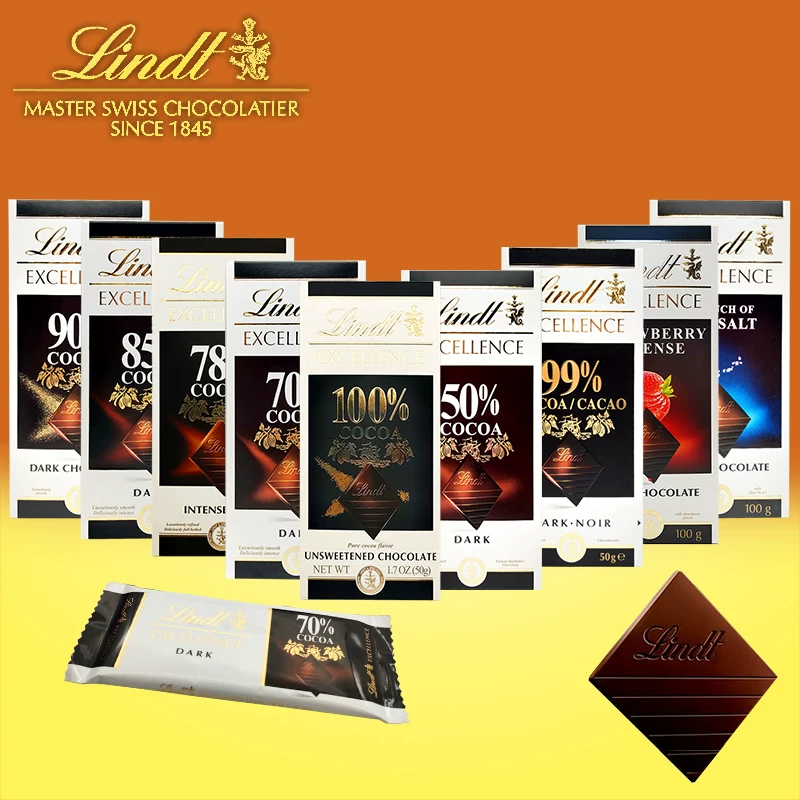 Импортированный шоколад Lindt и швейцарский особый мягкий темный шоколад блок упакован 100%70%90%99% какао темный шоколад