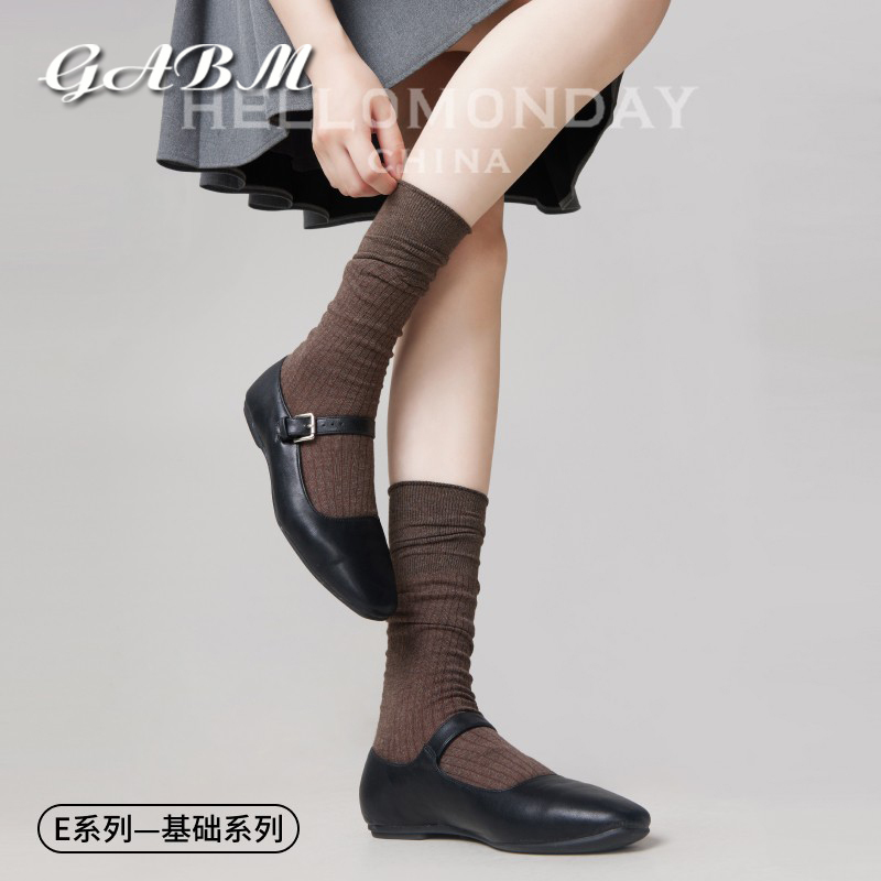 Japanese Women's Socks, Coffee-Colored Slouchy Calf Socks to Match with Small Leather Shoes, Pure Cotton Mid-Calf Socks, Melard Miu Style, Spring and Autumn Japanese Women's Socks, Coffee-Colored Slouchy Calf Socks to Match with Small Leather Shoes, Pure Cotton Mid-Calf Socks, Melard Miu Style, Spring and Autumn