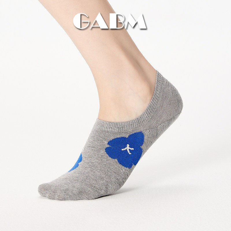 Gabm Thin Silicone Non-Slip Summer Gray Sweat-Absorbent Non-Slip Invisible Women's Short Socks Boat Socks Floral Socks for Women