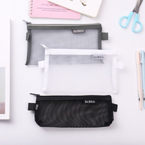 Student transparent web yarn pen bag small clear zipper large number stationery bag Creative men and women large-capacity pen bags wholesale