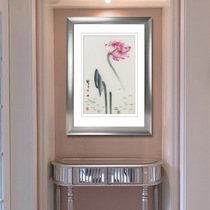 Golden Wu Needle Pure Handmade Embroidery Painting Su Embroidery Finished Product Hung Painting Xuanguan Restaurant Su Embroidery Xuanguan Vertical Version Decoration Painting Lotus Flower