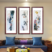 Golden Wu Pin 1-4 silk Su embroidery finished product hanging painting pure handmade embroidery painting Chinese style decoration painting livingroom Lanzhu Ju