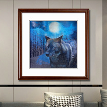 1-4 Silk Fine Pure Handmade Su Embroidered Embroidery Painting Su Embroidery Finished Hung Painting Office Book House Decoration Painting Moon Round Wolf