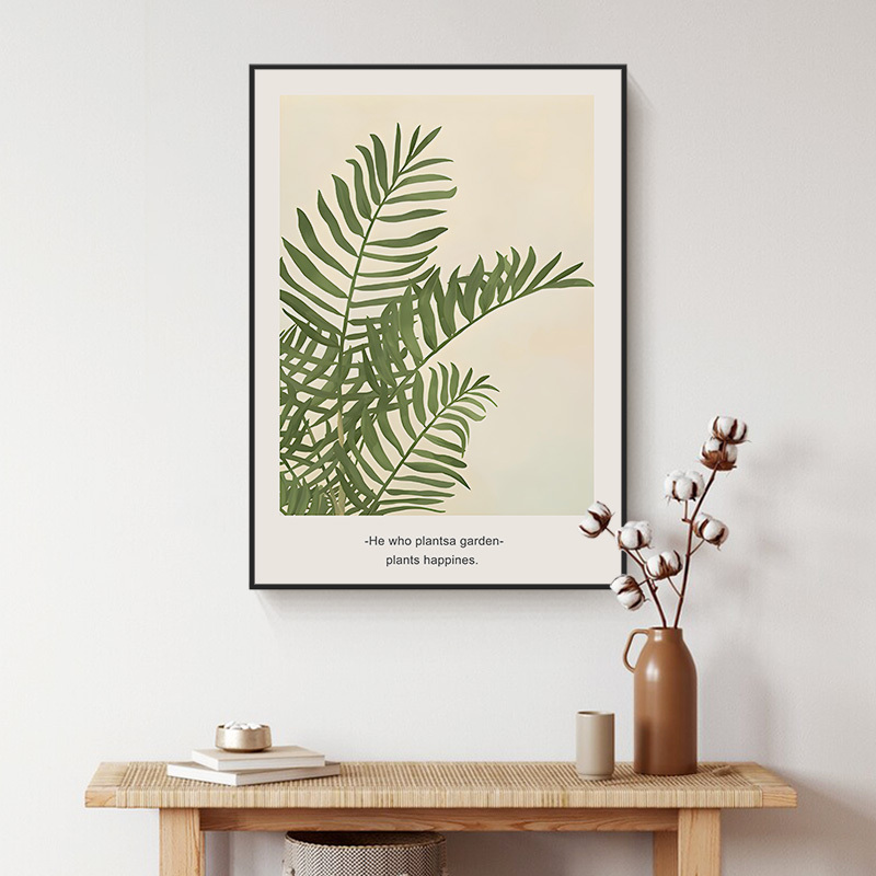 Nordic Green Plant Decorative Painting for Living Room Sofa Background Wall, Bedroom Healing Style Cream Floral Corridor Study Hanging Painting Nordic Green Plant Decorative Painting for Living Room Sofa Background Wall, Bedroom Healing Style Cream Floral Corridor Study Hanging Painting