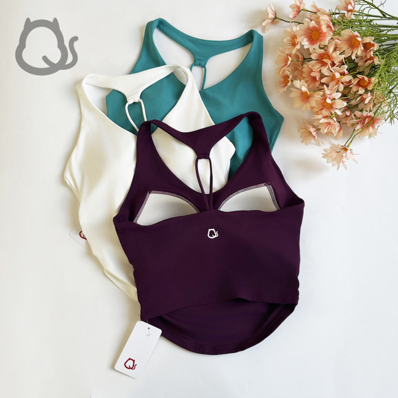 Sports Vest for Women with Integrated Bra, Halter Neck, Cross-Back Design, Hollow-Out Style, with Chest Pads, Fitness Underwear
