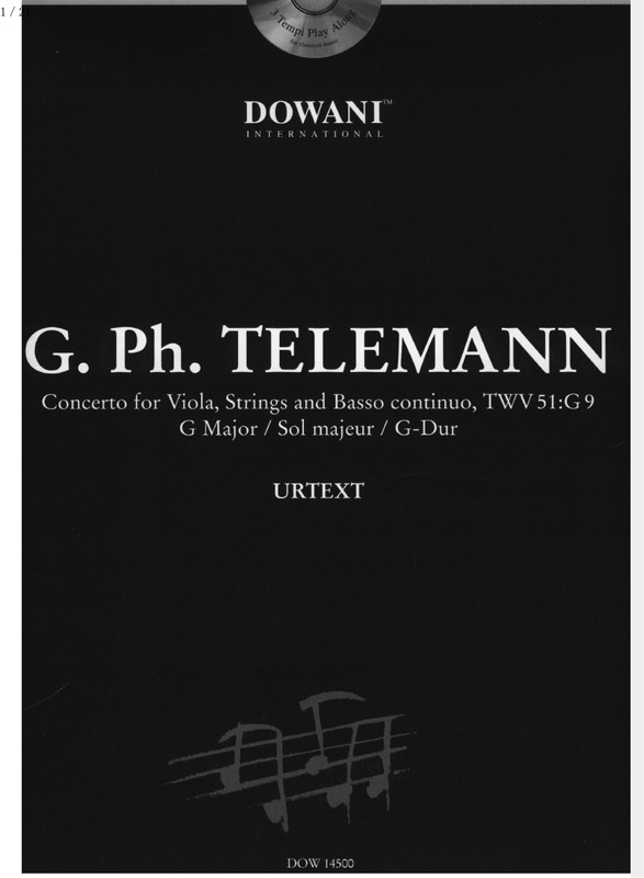 Telemann Concerto for Viola in g Major Twv51:G9 String Orchestra Viola + Piano Full Score