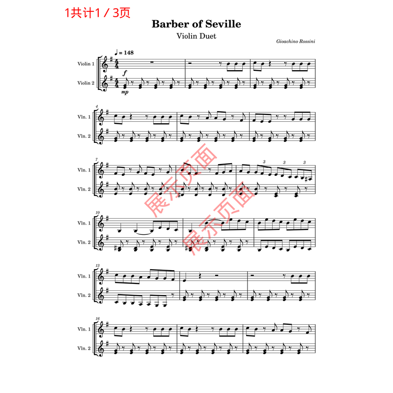 The Barber of Seville Violin Duo Gioacchino Rossini