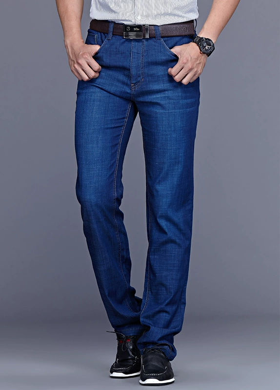 Kansea kích thước lớn tăng chất béo kinh doanh bình thường thẳng chất béo anh trai quần jeans quần nam quần - Quần jean