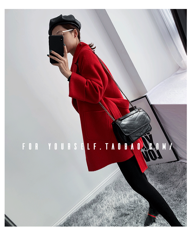 Hàng đỏ châu Âu hai mặt cashmere áo choàng Kah Kahben nữ ngắn kết hôn với người đàn ông nhỏ len áo khoác nữ mùa đông ao dạ nu thoi trang