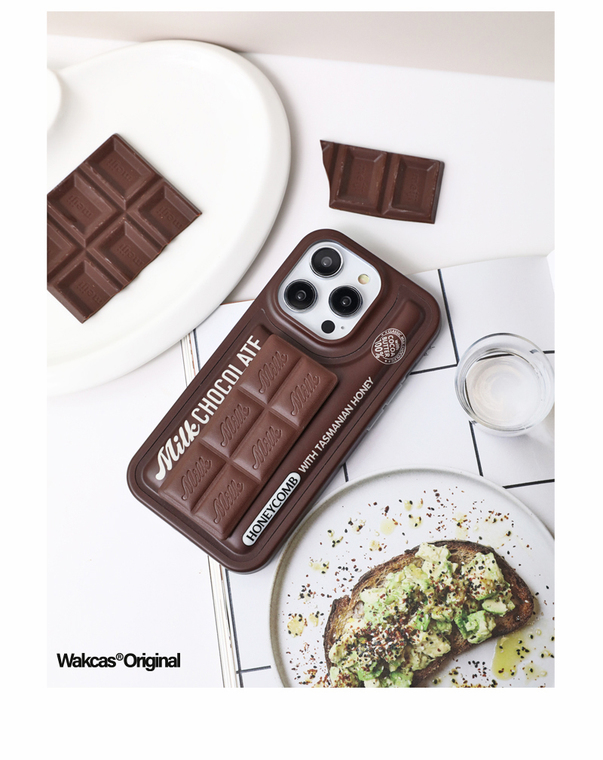 Milk Chocolate Kickstand Bracket New 3D 15, 14, 13, 12, 11 iPhone Case