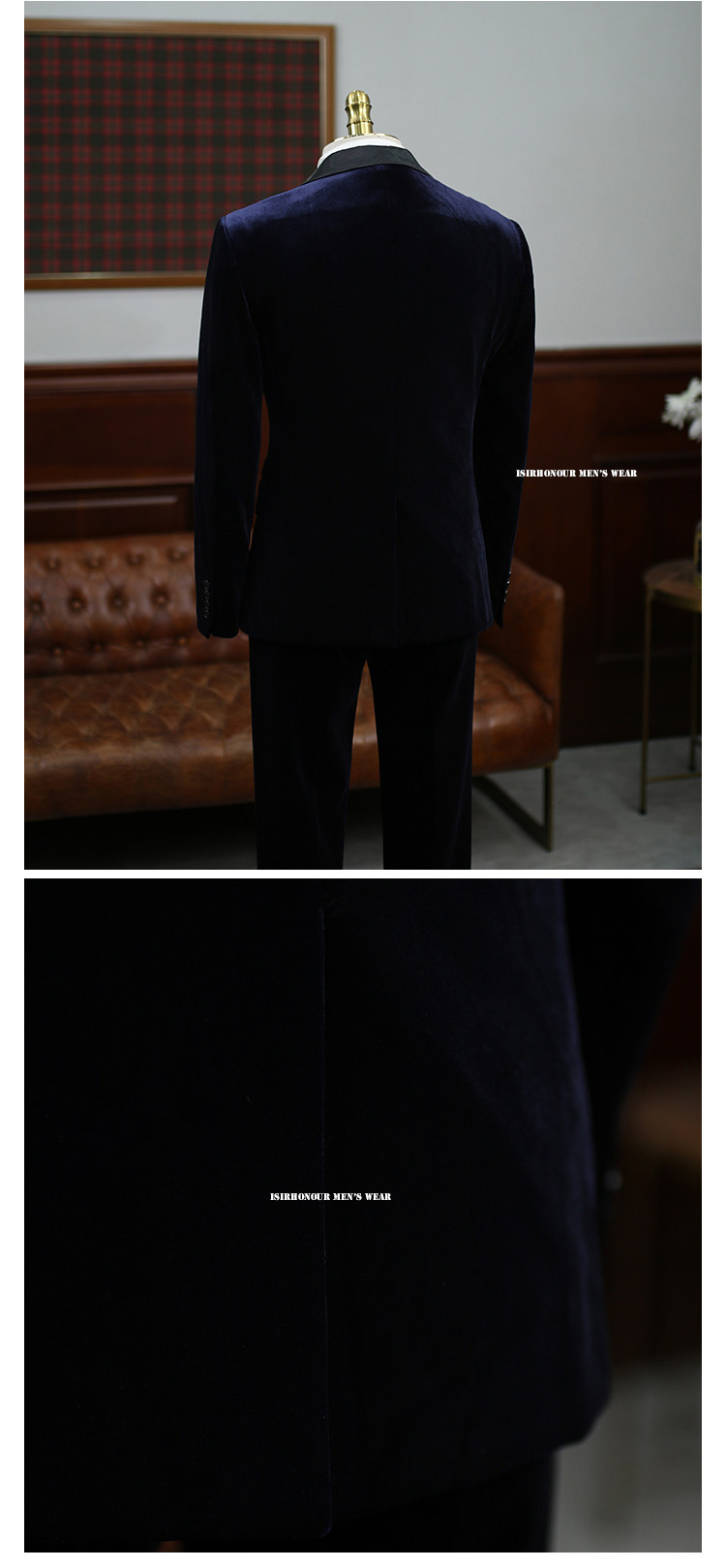 Isirhonour Итальянский бизнес Банкет костюм выйти замуж Опровергать неквалифицированные фиолетовый золото бархат костюм мужской платья 无品牌/无注册商标 