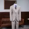 IsirHonour Italian British light Khaki plaid slim suit three-piece suit worsted wool suit men