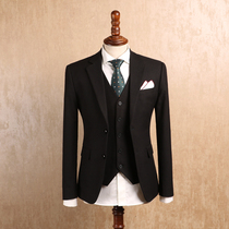 IsirHonour classic business black herringbone pattern British retro style slim mens suit Korean version Yuppie suit