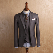 IsirHonour Exclusive British Retro Gray Striped Flat Collar Suit Gentleman Suit Gentleman