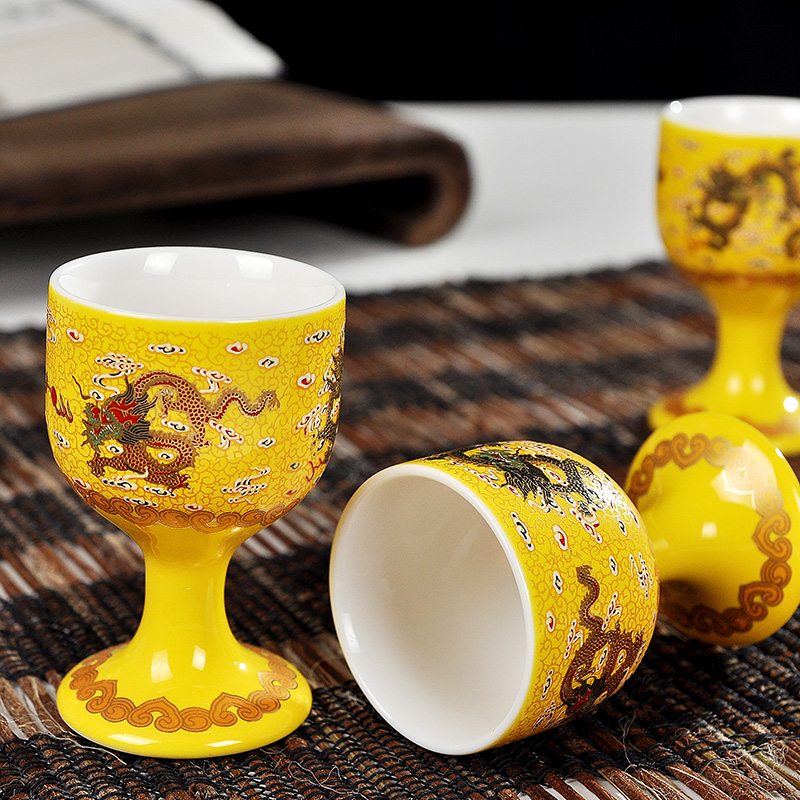 Wine set porcelain white Wine Wine Wine high - end 12 head antique porcelain jingdezhen ceramics hip flask glass suits for