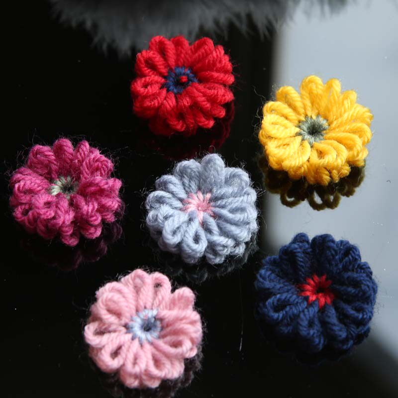 handmade diy woven flowers wool flower clothes decoration accessories wool flower finished sweater decoration diy