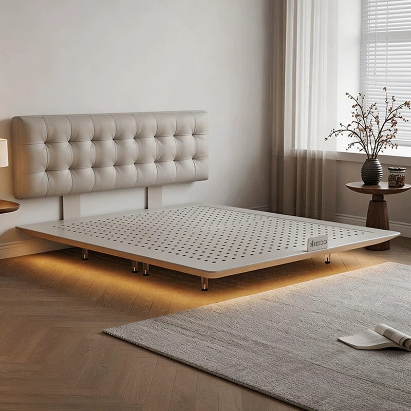 Ccmk--Genuine Leather Bed, Waffle-Pattern Carbon Steel Floating Bed, Sensor Light, 0 Formaldehyde, Storage Cabinet Bed Ccmk--Genuine Leather Bed, Waffle-Pattern Carbon Steel Floating Bed, Sensor Light, 0 Formaldehyde, Storage Cabinet Bed