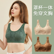 Summer thin lace sexy lace hanging with vest type female steel-free ring underwear woman gathered in one bra